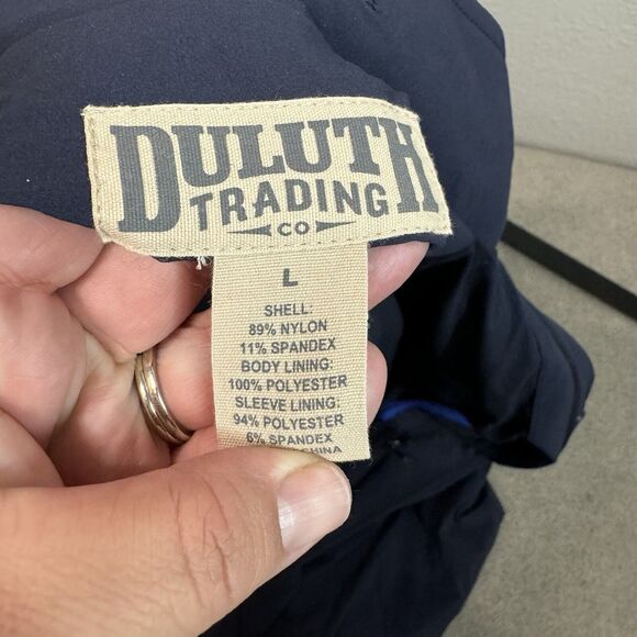 Duluth Trading Jacket Men L Navy Jet Equity Nylon Pockets Travel Outdoor Work - Picture 4 of 10